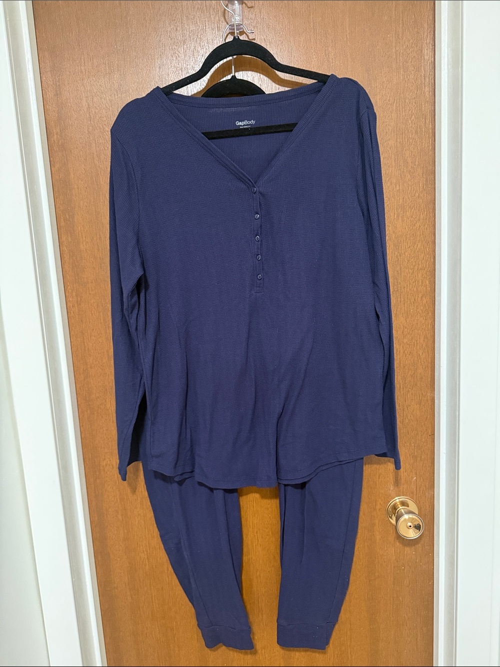GapBody Maternity Navy Long Sleeve Henley Pajama Set